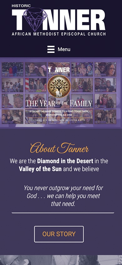 Tanner Chapel homepage mobile